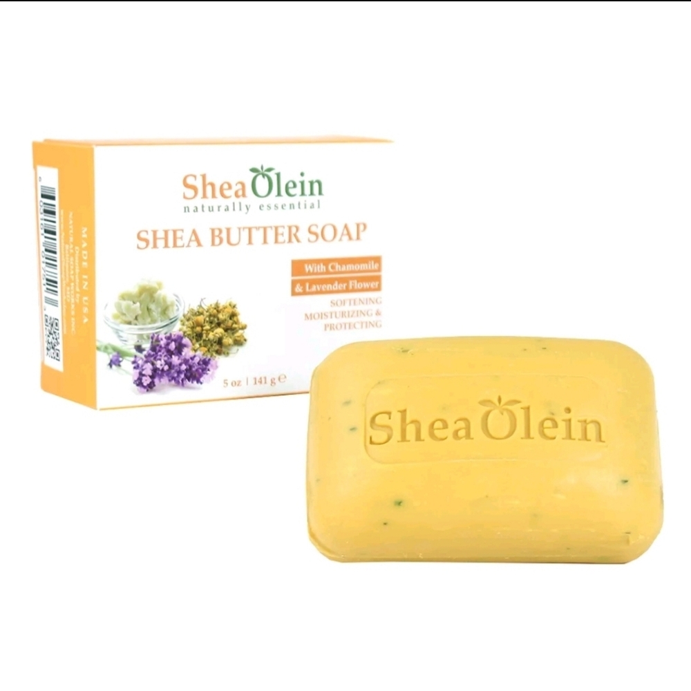 Shea Butter Shea Olein Natural Soap 5 oz Bar With Chamomile and Lavender Flower